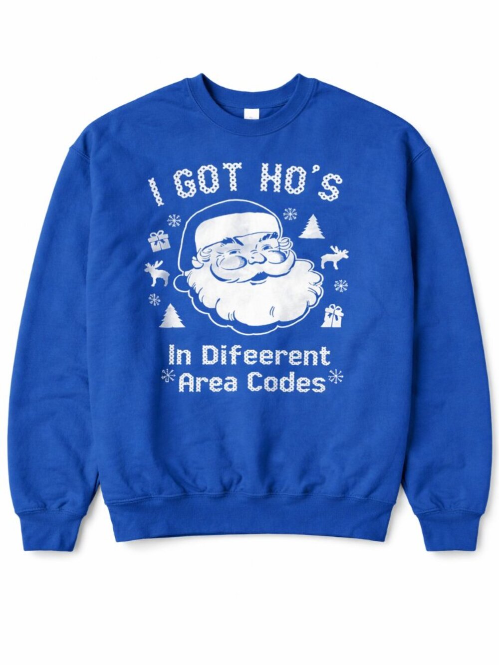 Funny Blue Santa Christmas Sweatshirt Gildan XL